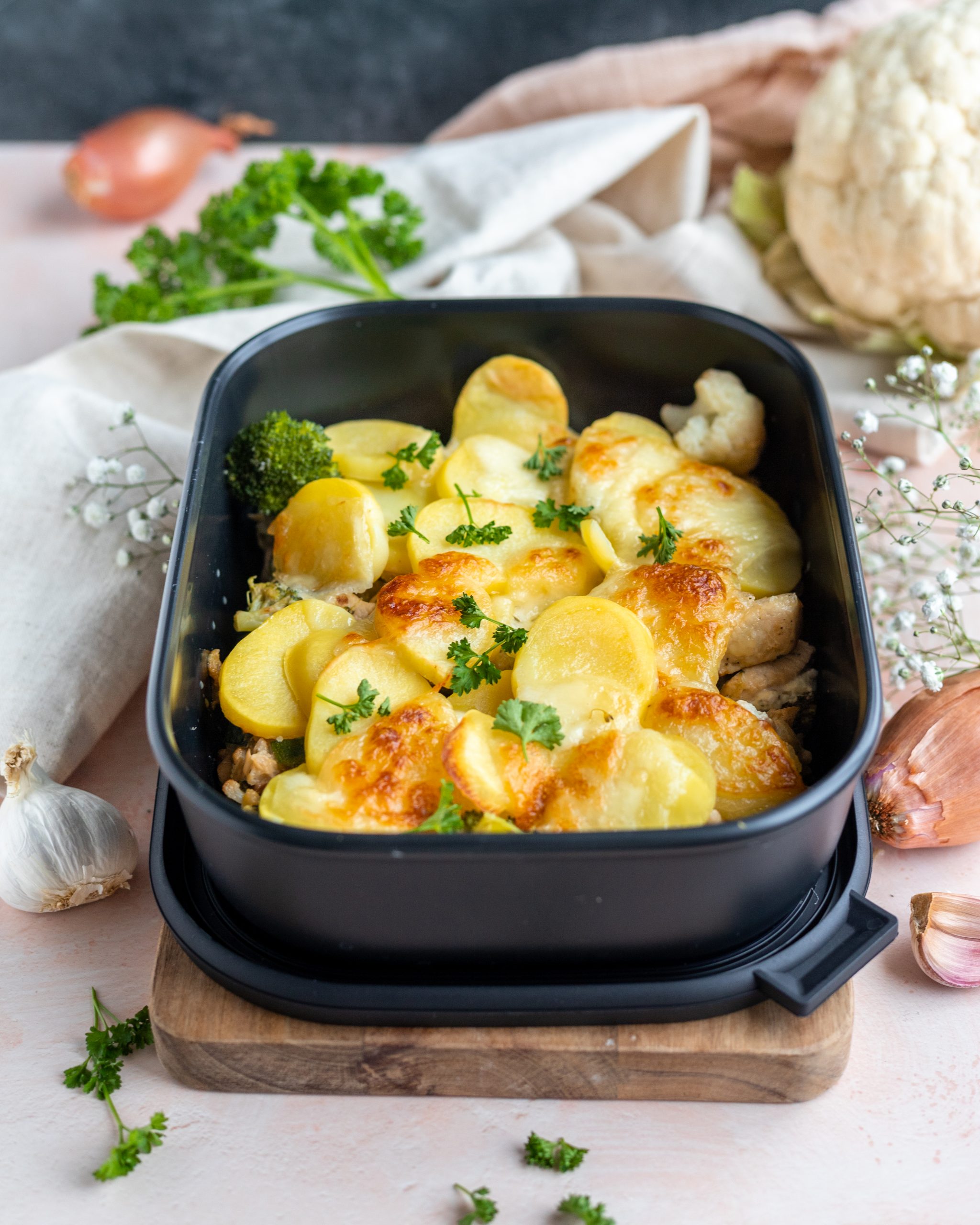Romige ovenschotel met kip en aardappel